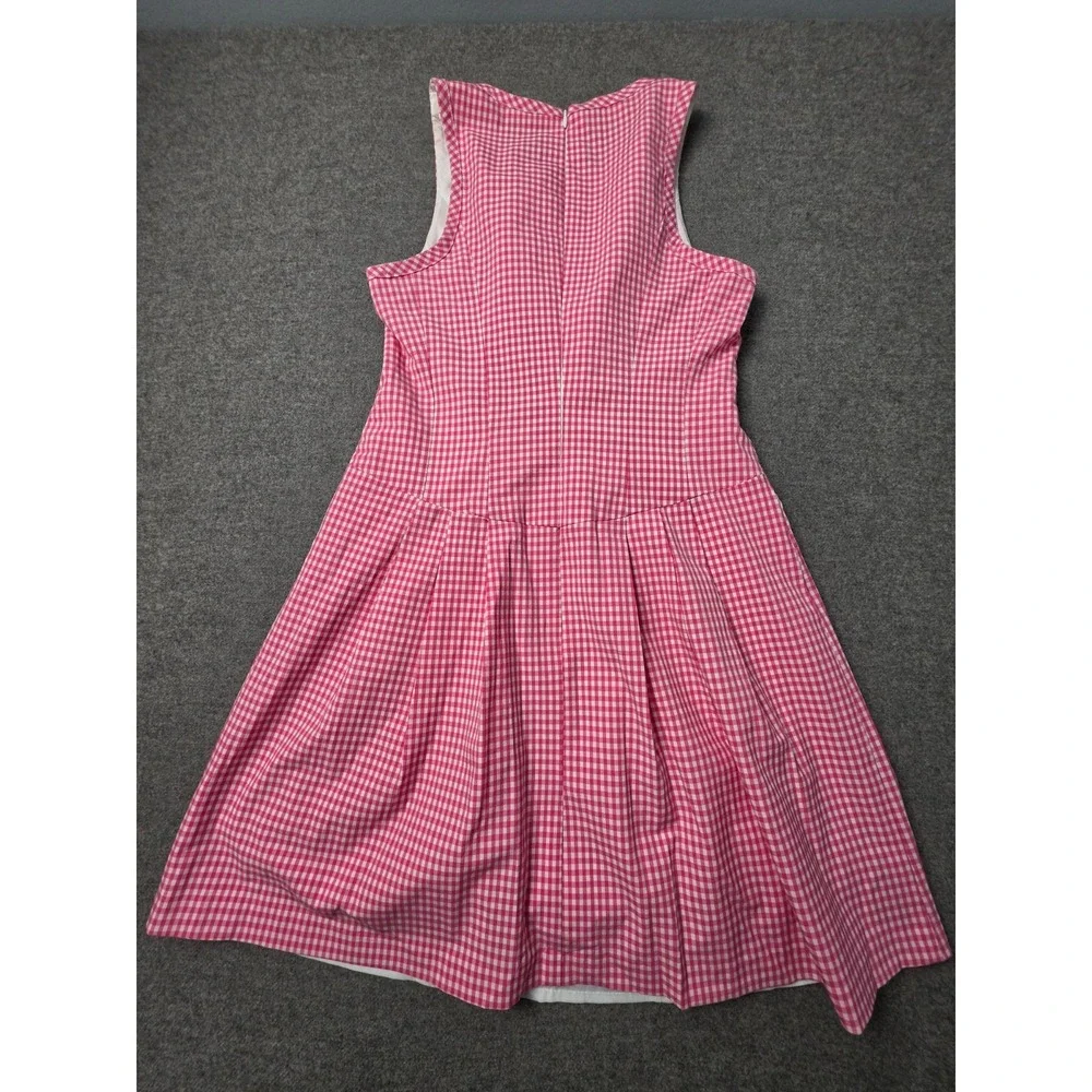 Nanette Lepore Fit & Flare Dress Womens 2 Pink White Gingham Check Sleeveless